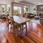 Wooden floor with dining table