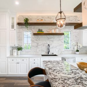 White cabinets with quartz countertop