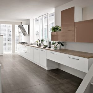 LUCIDA COLLECTION / ABSOLUTE WHITE (ULB) Cabinets on dark floor