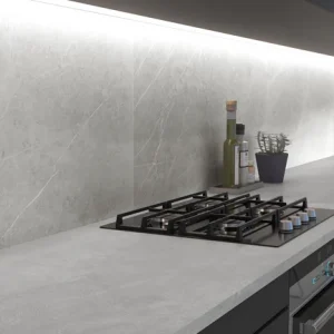 Altamura Ambient Silver Backsplash on kitchen