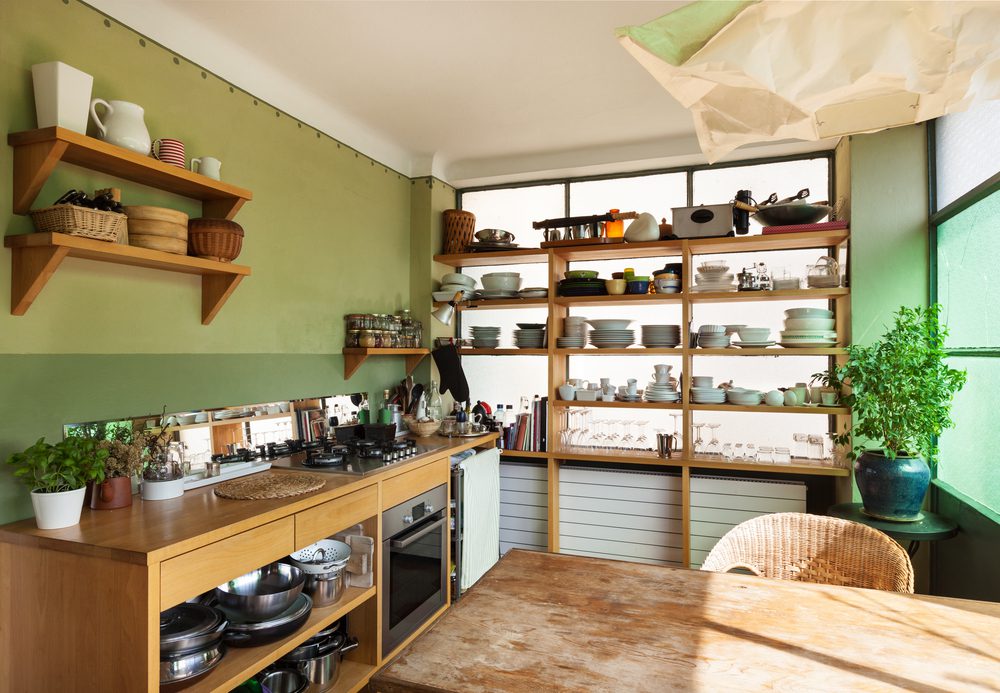 open shelves in kitchen

