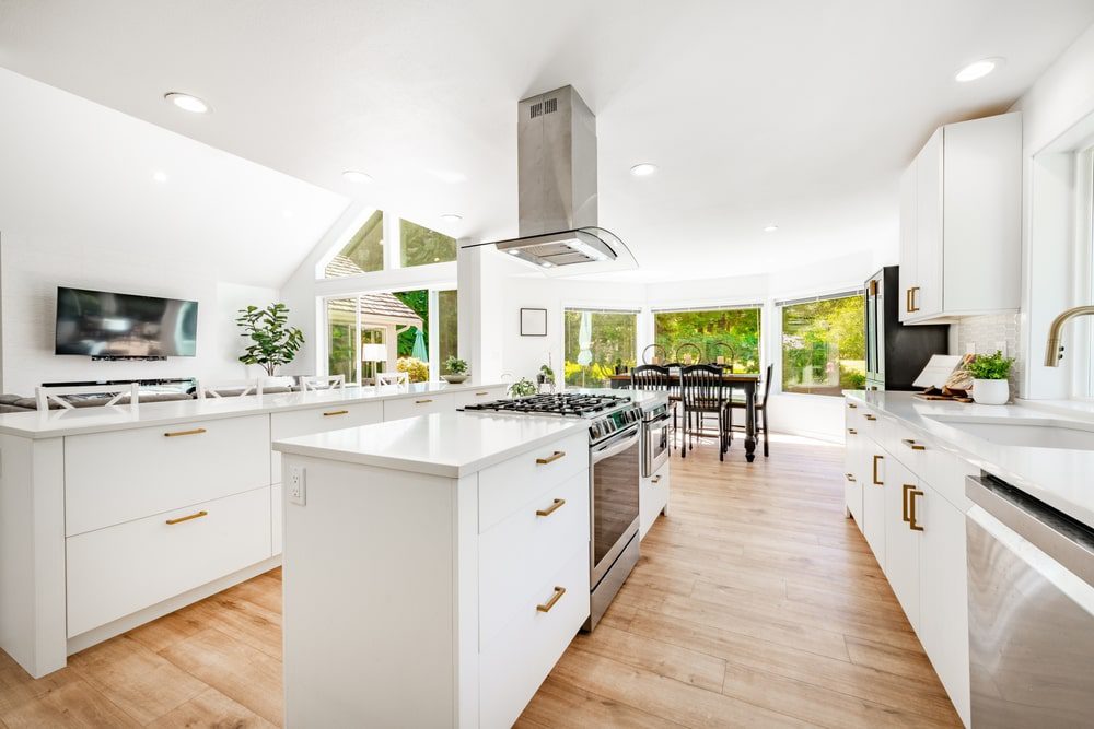 Installing hardwood floors in a modern living room