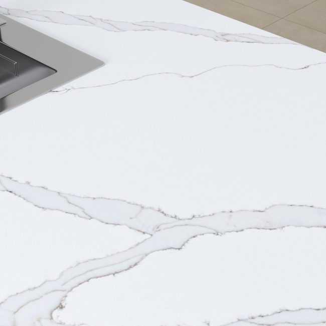 quartz countertops in a bright California kitchen remodel