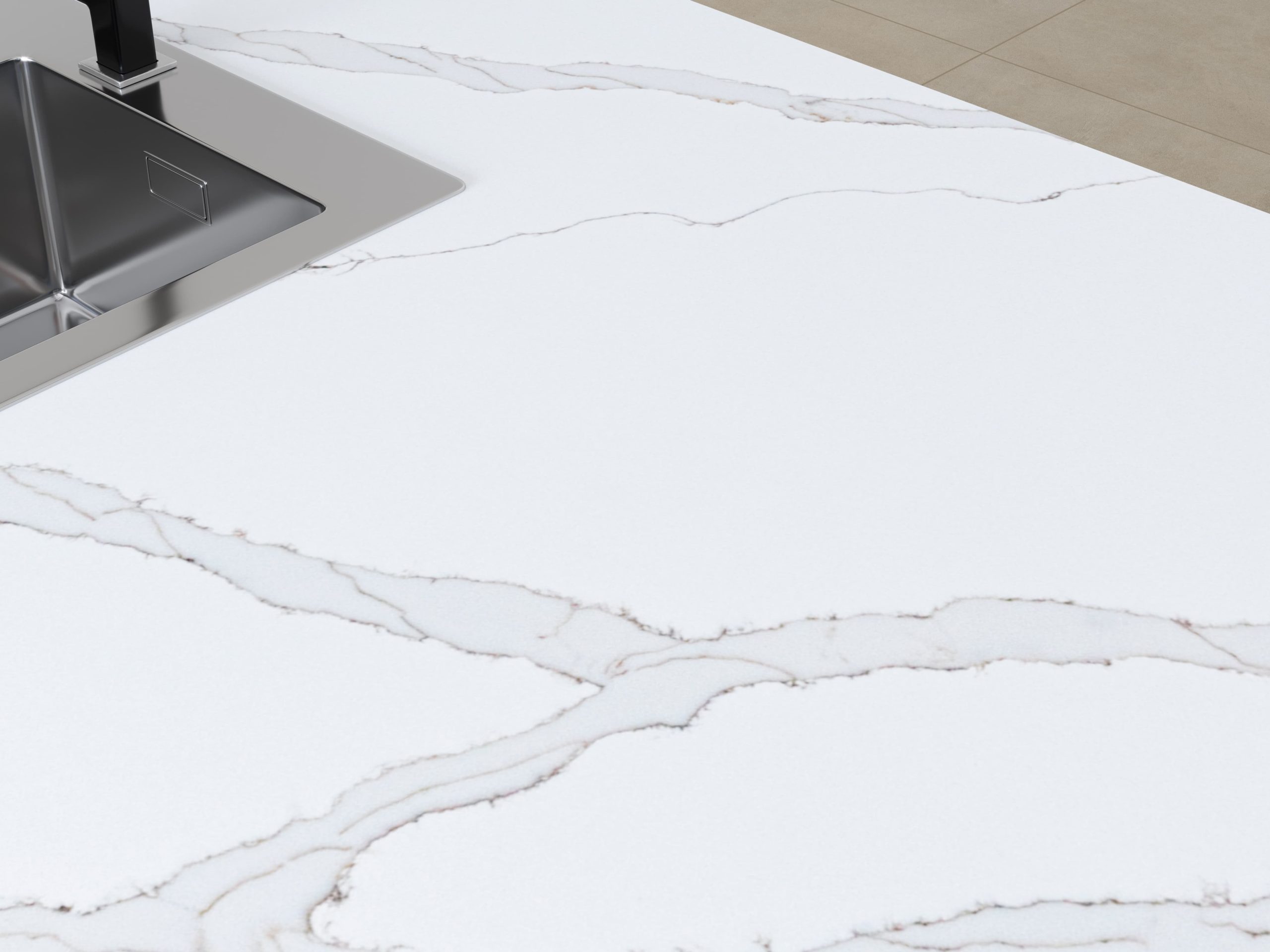 quartz countertops in a bright California kitchen remodel